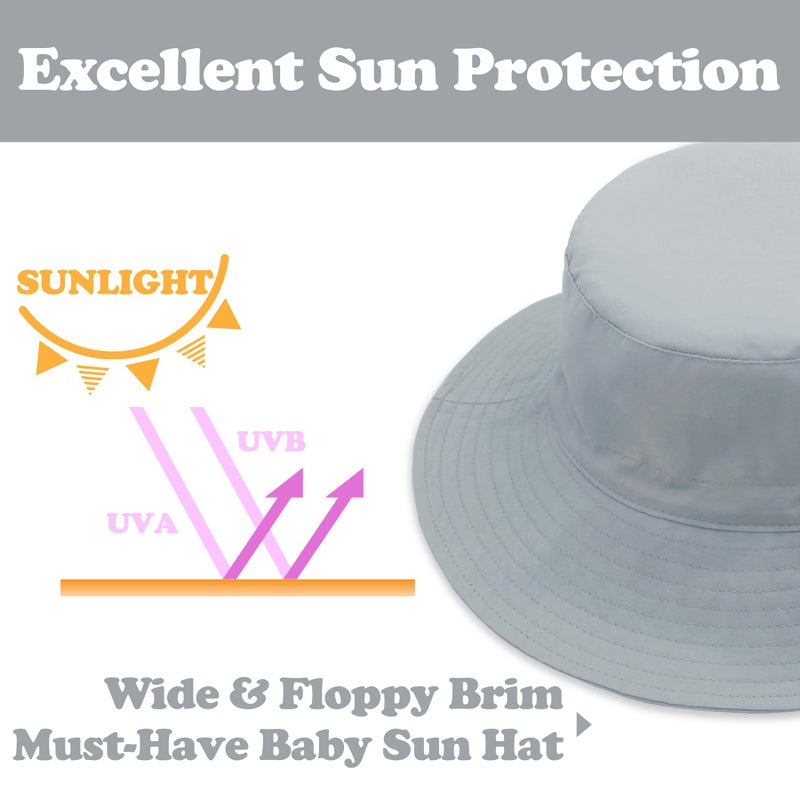 Sarfel Baby Sun Hat Summer Baby Boy Hats UPF 50+ Sun Protection Toddler Hat Bucket for Baby Girl Adjustable Kid Cap Gray 6-24 Months - Image 5